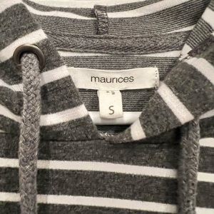 Maurices Gray Striped Hooded Sweatshirt Dress